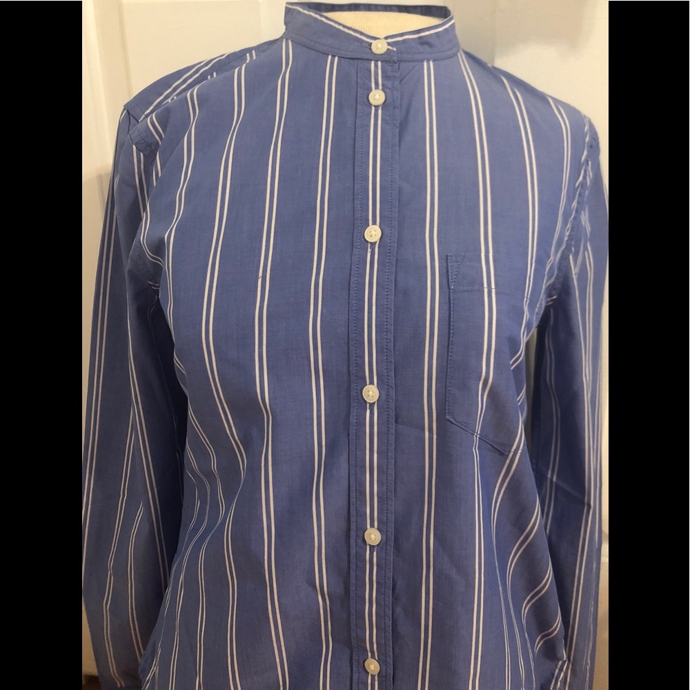 Gap Boyfriend Fitted Blue White Striped Shirt XS - Picture 5 of 6